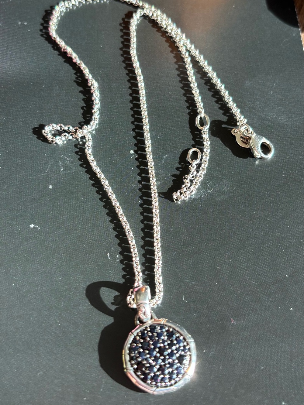 John Hardy Sterling Silver Silver Black Sapphire Circle Pendant